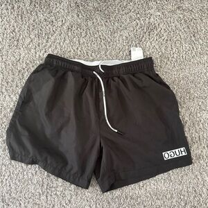 HUGO Black Swim Trunks